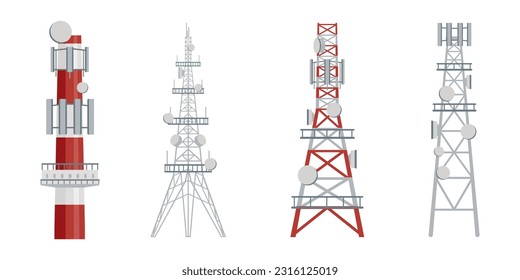 Radio Turm Antennensymbol Sammlung. Set von Funkturmsymbolen