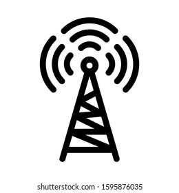Radio Tower Antenna Icon Vector. Outline Radio Tower Antenna Sign. Isolated Contour Symbol Illustration