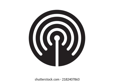 Radio Tower Antenna Vector Icon. Wireless Station Signal Symbol. Wave Connection Transmission.