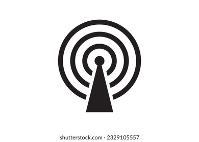 Radio tower antenna vector icon. Wireless station signal symbol. Wave connection transmission.