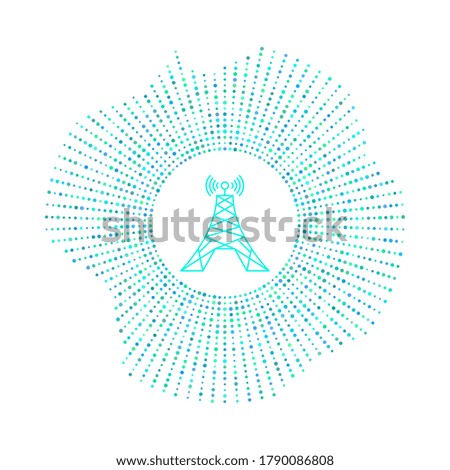 radio tower in badge with blue dots