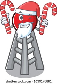 Radio tower Cartoon character in Santa costume with candy