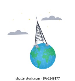 Radio tower. Communication tower, vector illustration