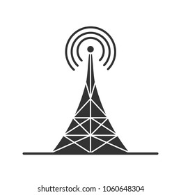 Radio tower glyph icon. Antenna. Silhouette symbol. Negative space. Vector isolated illustration