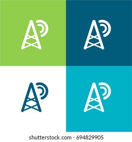 Radio tower green and blue material color minimal icon or logo design