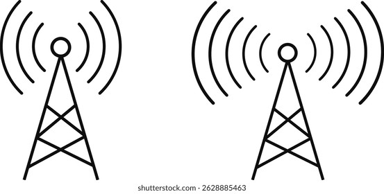 Radio tower icon. Antenna tower collection. Wireless radio signal symbol.  internet signal. Communication sign
