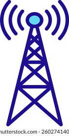 Radio Tower Icon Blue Vector Illustration