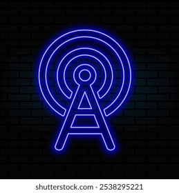 radio tower icon. Elements of Media in neon style icons. Simple icon for websites, web design, mobile app, info graphics isolated on brick wall.