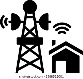 Radio Tower Icon Glyph Vector Illustration