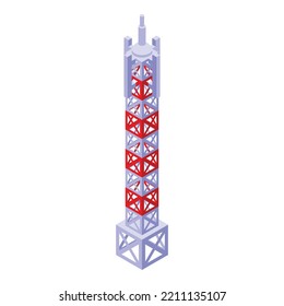 Radio Tower Icon Isometric Vector. Communication Television. Broadcast Antenna