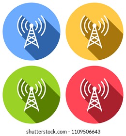 Radio Tower Icon Linear Style Set Stock Vector (Royalty Free ...