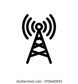 Radio tower icon. Linear style. Transmitter Icon. Cell phone tower vector icon. Wireless cellular, cell signal or radio network antenna line art icon for apps and websites