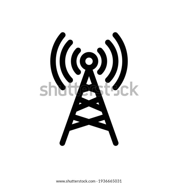 Radio Tower Icon Linear Style Transmitter Stock Vector (Royalty Free ...