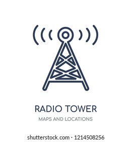 Radio tower icon. Radio tower linear symbol design from Maps and locations collection. Simple outline element vector illustration on white background.