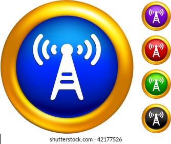 radio tower icon on buttons with golden borders
