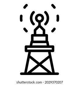 Radio tower icon outline vector. Broadcast transmission. Telecommunication station