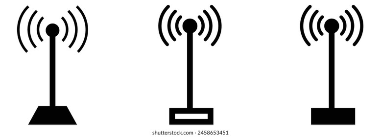 Radio tower icon set. Internet and mobile connection. Linear style. Symbol for your website design, logo, app, UI. Vector illustration, EPS10.