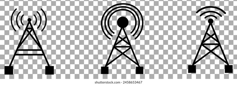 Radio tower icon set. Internet and mobile connection. Linear style. Symbol for your website design, logo, app, UI. Vector illustration, EPS10.