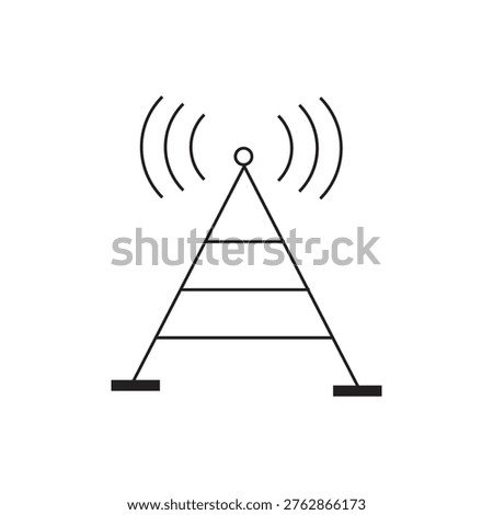Radio tower icon set. Radio tower, mast with radio waves. Radio antenna vector.
