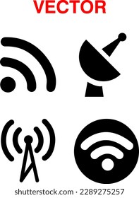 Radio Tower Symbol-Set, Vektorgrafik auf weißem Hintergrund