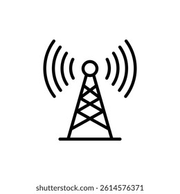 Radio tower line vector icon, filled flat icon, solid pictogram, isolated on a transparent background