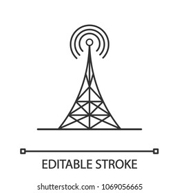 Radio Tower Linear Icon. Thin Line Illustration. Antenna. Contour Symbol. Vector Isolated Outline Drawing. Editable Stroke