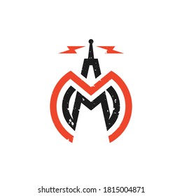 Radio Tower Logo With Letter M - Bold And Strong Design For Radio And Podcast