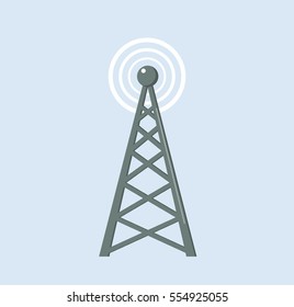 radio tower mast network vector flat design