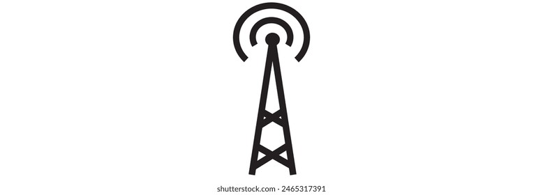 Radio tower  mast with radio waves for broadcast transmission line art vector icon for apps and design eps 10