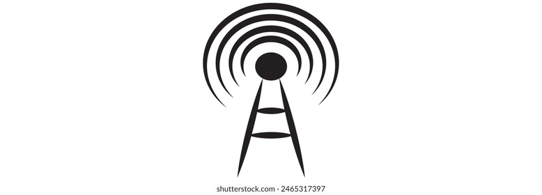 Radio tower  mast with radio waves for broadcast transmission line art vector icon for apps and design eps 10