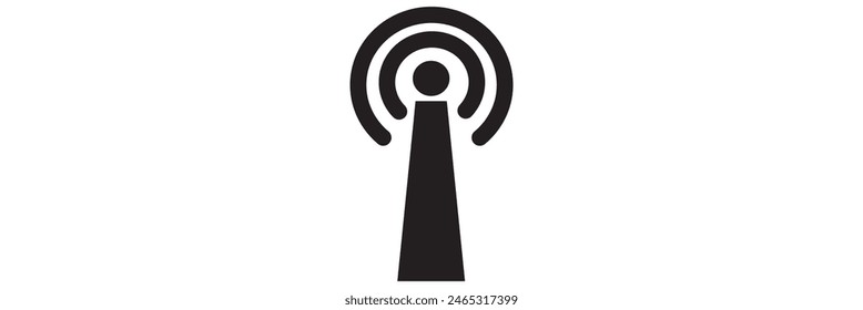 Radio tower  mast with radio waves for broadcast transmission line art vector icon for apps and design eps 10
