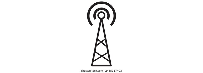 Radio tower  mast with radio waves for broadcast transmission line art vector icon for apps and design eps 10