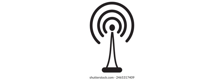 Radio tower  mast with radio waves for broadcast transmission line art vector icon for apps and design eps 10
