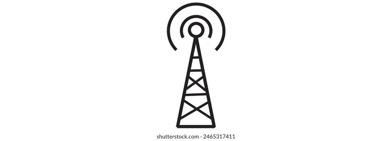 Radio tower  mast with radio waves for broadcast transmission line art vector icon for apps and design eps 10