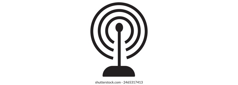 Radio tower  mast with radio waves for broadcast transmission line art vector icon for apps and design eps 10