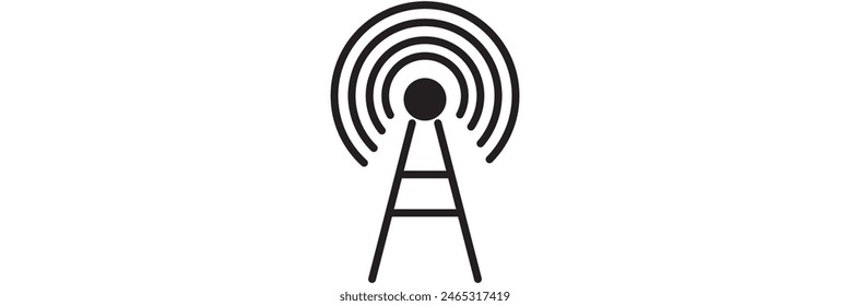 Mástil de torre de radio con ondas de radio para transmisión de transmisión línea de arte icono de Vector para App y diseño eps 10