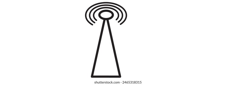 Radio tower  mast with radio waves for broadcast transmission line art vector icon for apps and websites eps 10