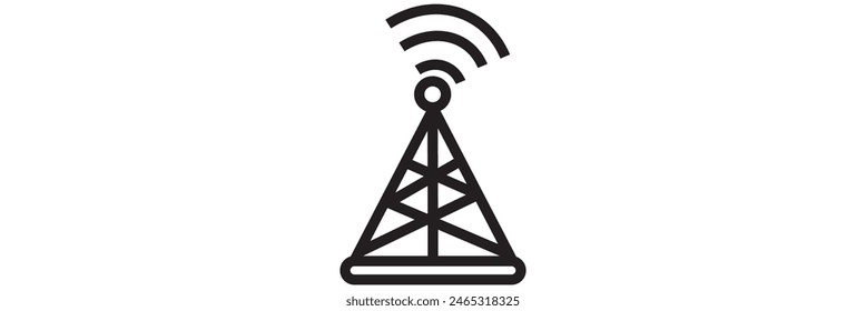 Radio tower  mast with radio waves for broadcast transmission line art vector icon for apps and websites eps 10