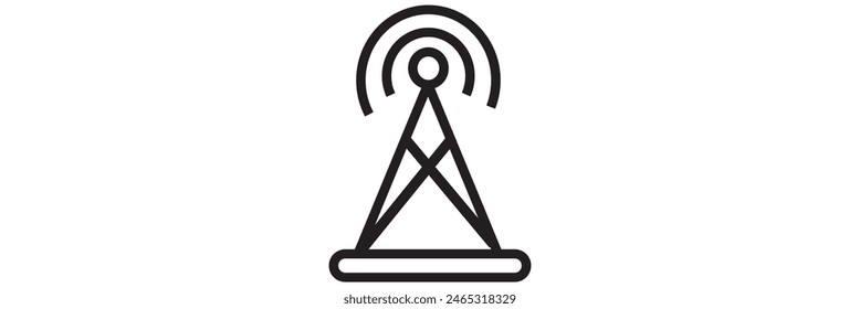 Radio tower  mast with radio waves for broadcast transmission line art vector icon for apps and websites eps 10