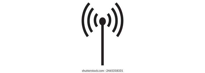 Radio tower  mast with radio waves for broadcast transmission line art vector icon for apps and websites eps 10