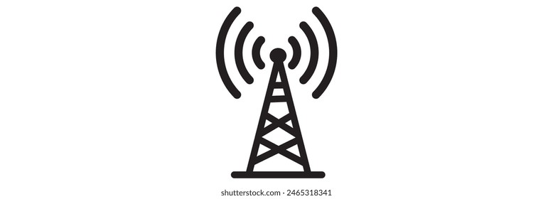 Radio tower  mast with radio waves for broadcast transmission line art vector icon for apps and websites eps 10