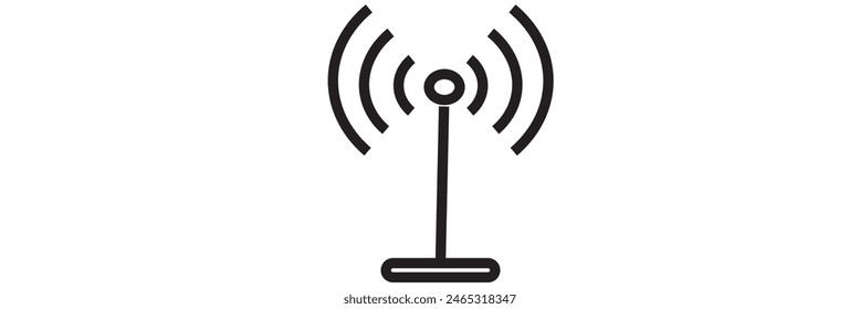 Mástil de torre de radio con ondas de radio para transmisión de transmisión línea de arte Vector icono para App y Sitios web eps 10