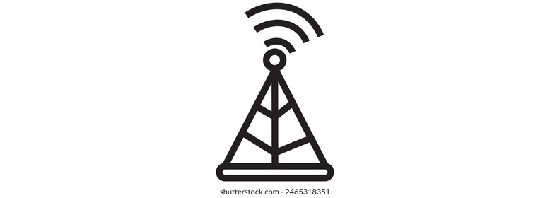 Radio tower  mast with radio waves for broadcast transmission line art vector icon for apps and websites eps 10