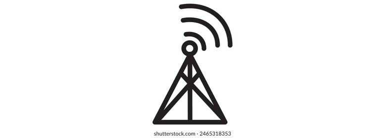 Mástil de torre de radio con ondas de radio para transmisión de transmisión línea de arte Vector icono para App y Sitios web eps 10
