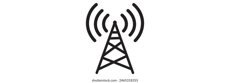Mástil de torre de radio con ondas de radio para transmisión de transmisión línea de arte Vector icono para App y Sitios web eps 10
