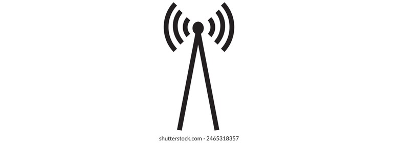 Radio tower  mast with radio waves for broadcast transmission line art vector icon for apps and websites eps 10