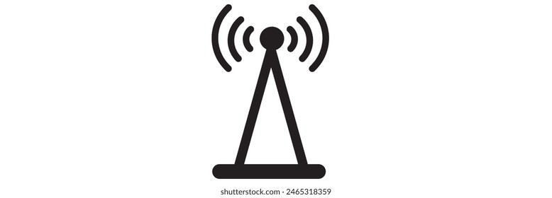 Radio tower  mast with radio waves for broadcast transmission line art vector icon for apps and websites eps 10