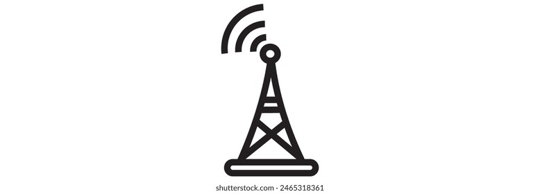 Radio tower  mast with radio waves for broadcast transmission line art vector icon for apps and websites eps 10