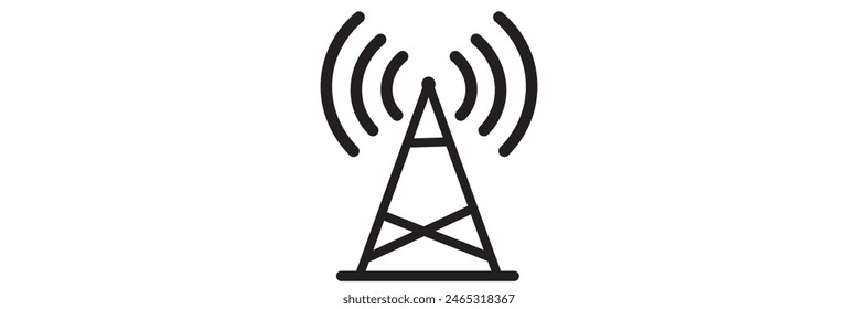 Mástil de torre de radio con ondas de radio para transmisión de transmisión línea de arte Vector icono para App y Sitios web eps 10