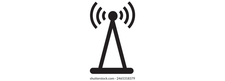 Radio tower  mast with radio waves for broadcast transmission line art vector icon for apps and websites eps 10